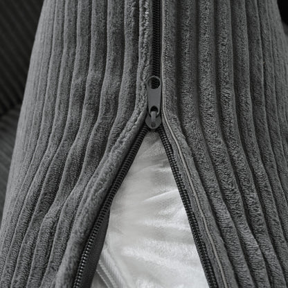 Divano a due posti imbottito in velluto a coste grigio moderno da 85,4 pollici con 2 cuscini decorativi per soggiorno