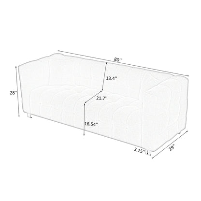 Divano Teddy grigio a 3 posti con due cuscini decorativi