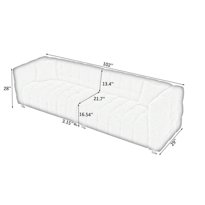 Divano Teddy grigio a 4 posti con due cuscini decorativi