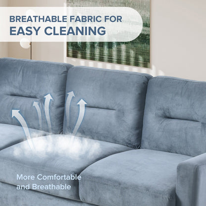 Divano a 3 posti in velluto grigio con struttura in legno massello