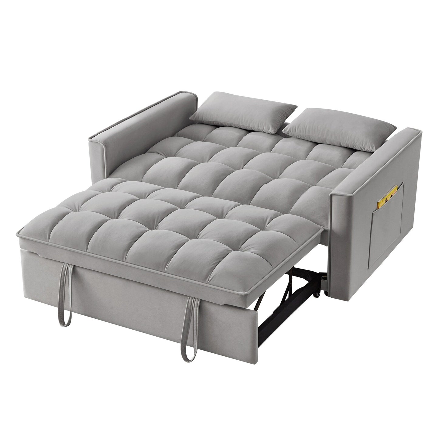 Divano letto estraibile 4 in 1 in velluto grigio