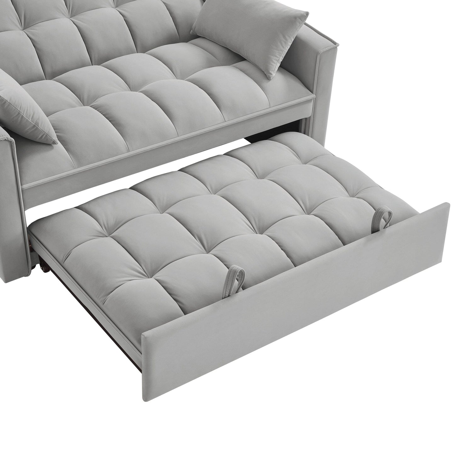 Divano letto estraibile 4 in 1 in velluto grigio