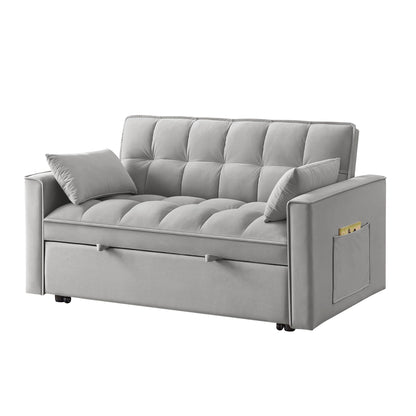 Divano letto estraibile 4 in 1 in velluto grigio
