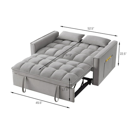 Divano letto estraibile 4 in 1 in velluto grigio