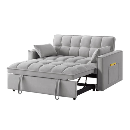 Divano letto estraibile 4 in 1 in velluto grigio