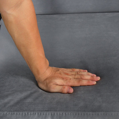 Divano letto estraibile in velluto grigio con coprimaterasso e porte USB