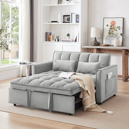 Divano letto convertibile 3 in 1 Grayish Modern 55.1 con schienale regolabile e borsa portaoggetti per soggiorno