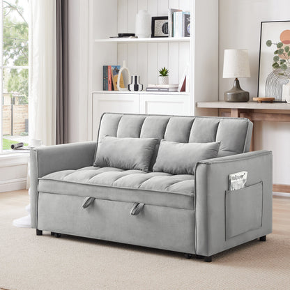 Divano letto convertibile 3 in 1 Grayish Modern 55.1 con schienale regolabile e borsa portaoggetti per soggiorno