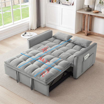 Divano letto convertibile 3 in 1 Grayish Modern 55.1 con schienale regolabile e borsa portaoggetti per soggiorno