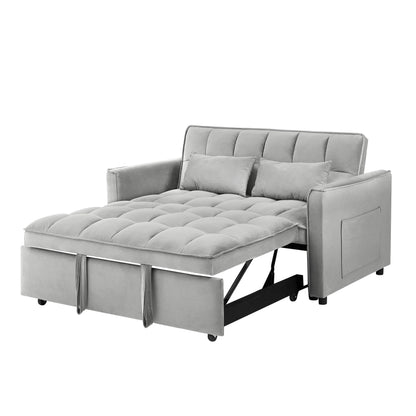 Divano letto convertibile 3 in 1 Grayish Modern 55.1 con schienale regolabile e borsa portaoggetti per soggiorno