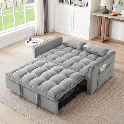 Divano letto convertibile 3 in 1 Grayish Modern 55.1 con schienale regolabile e borsa portaoggetti per soggiorno