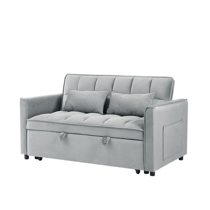 Divano letto convertibile 3 in 1 Grayish Modern 55.1 con schienale regolabile e borsa portaoggetti per soggiorno