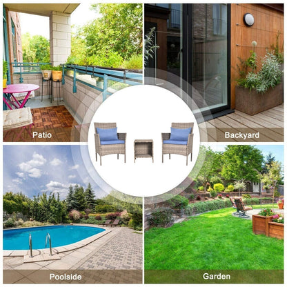 Set da bistrot per conversazione da esterno, 3 pezzi, mobili da esterno, sedie in vimini e tavolo riponibile, set di mobili da balcone per veranda