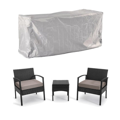 Set di mobili da esterno per patio, 3 pezzi, set di sedie da conversazione in rattan con tavolino laterale e cuscini