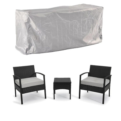 Set di mobili da esterno per patio, 3 pezzi, set di sedie da conversazione in rattan con tavolino laterale e cuscini