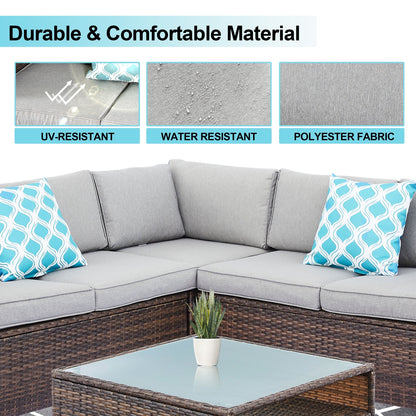 Set di divani componibili da esterno Tappio in vimini da 4 pezzi con copertura impermeabile