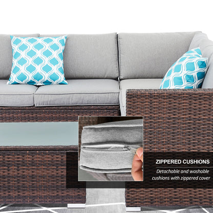 Set di divani componibili da esterno Tappio in vimini da 4 pezzi con copertura impermeabile