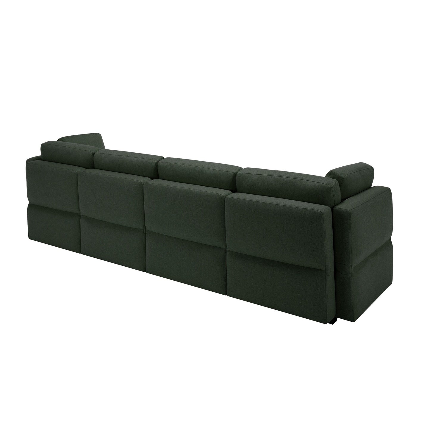 Divano componibile modulare a 4 posti in poliestere verde da 113,8'' con contenitore, braccioli e schienali regolabili e personalizzabili