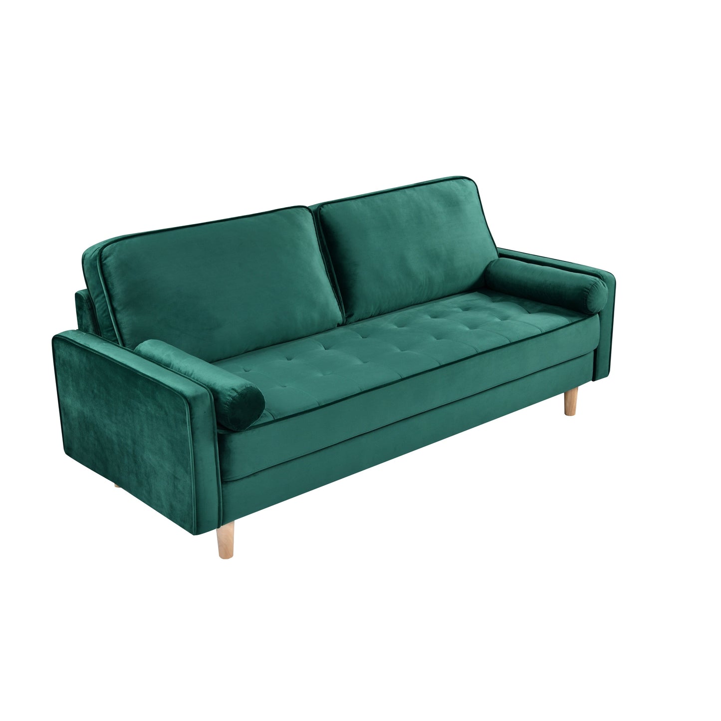 Divano verde a 3 posti con cuscino in cotone