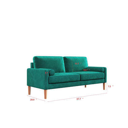 Divano imbottito a 3 posti verde da 67,7'' con montaggio senza attrezzi