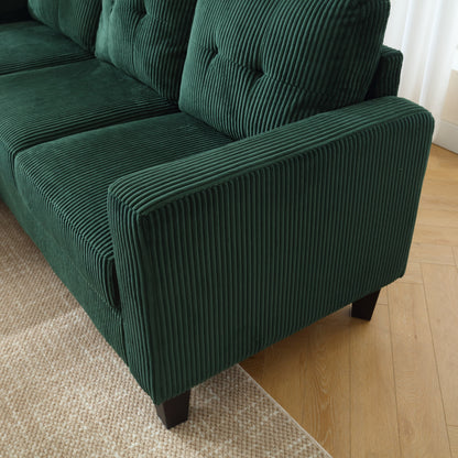 Divano a L in velluto verde da 73,62'' con tessuto adatto agli animali domestici, chaise longue reversibile e montaggio rapido