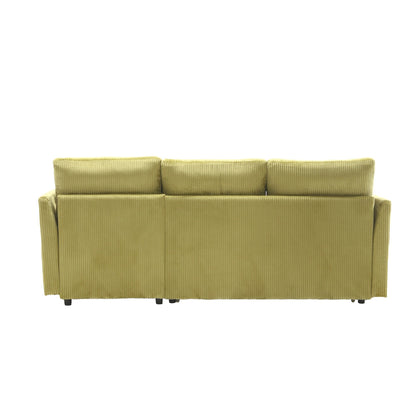 Divano a L in tessuto Green 81.1 con chaise longue reversibile, contenitore e struttura in legno massello