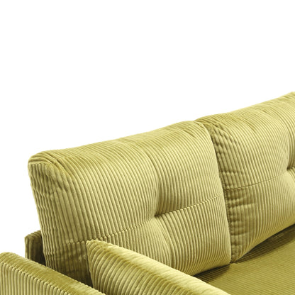 Divano a 3 posti a L in velluto a coste verde da 81,1'' con chaise longue reversibile e sedili contenitore