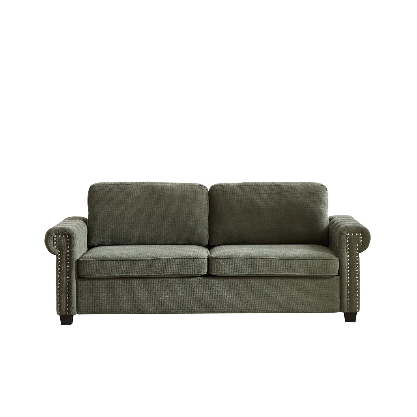 Divano letto trasformabile 2 in 1 in poliestere, 3 posti, con borchie, con materasso pieghevole, per soggiorno, colore verde 83,8