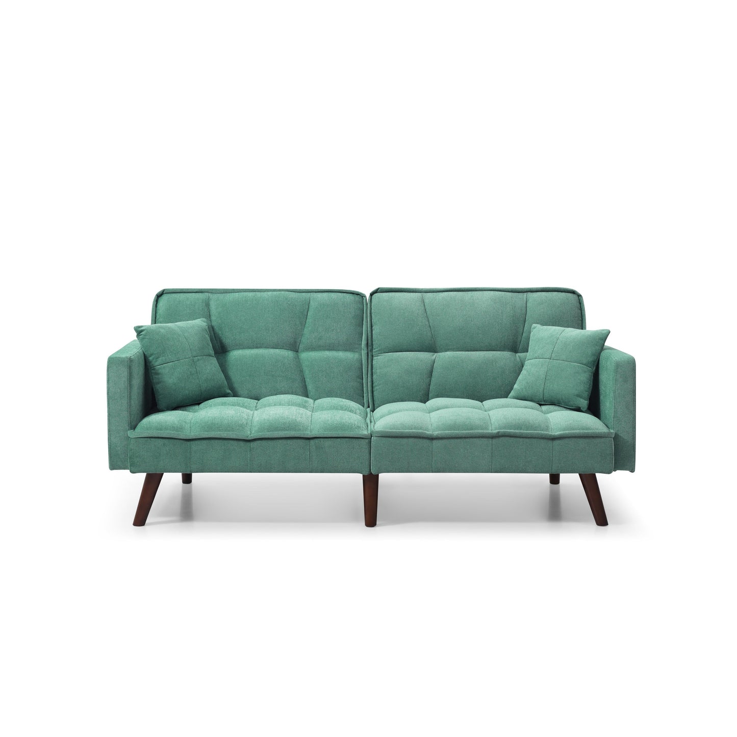 Divano letto a due posti in ciniglia verde con porta di ricarica USB