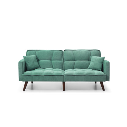 Divano letto a due posti in ciniglia verde con porta di ricarica USB