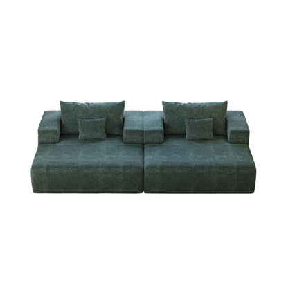 Divano letto singolo in ciniglia verde con cuscino per schienale