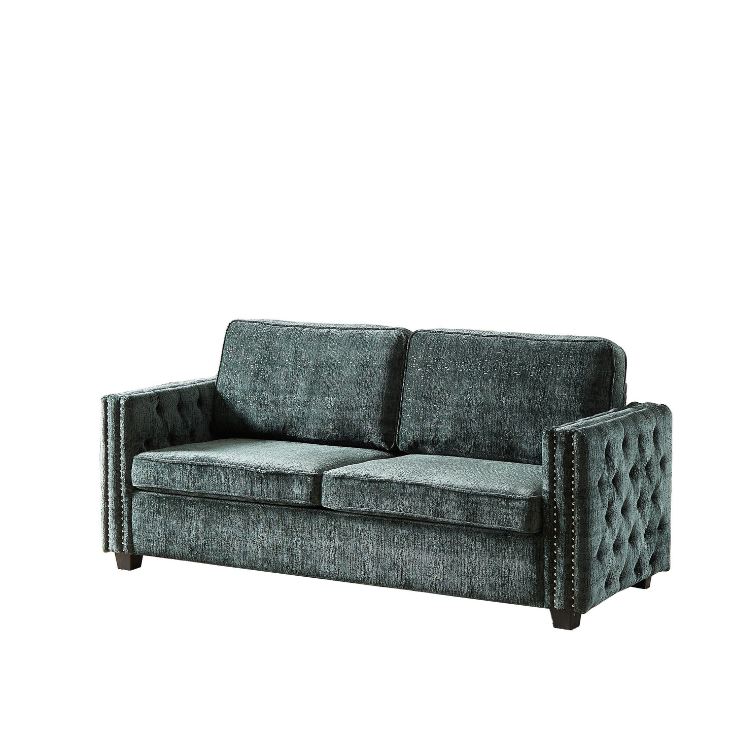 Divano letto in ciniglia verde con materasso in memory foam