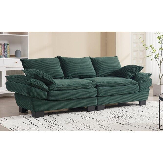 Divano a 3 posti in velluto a coste verde a forma di barca a vela