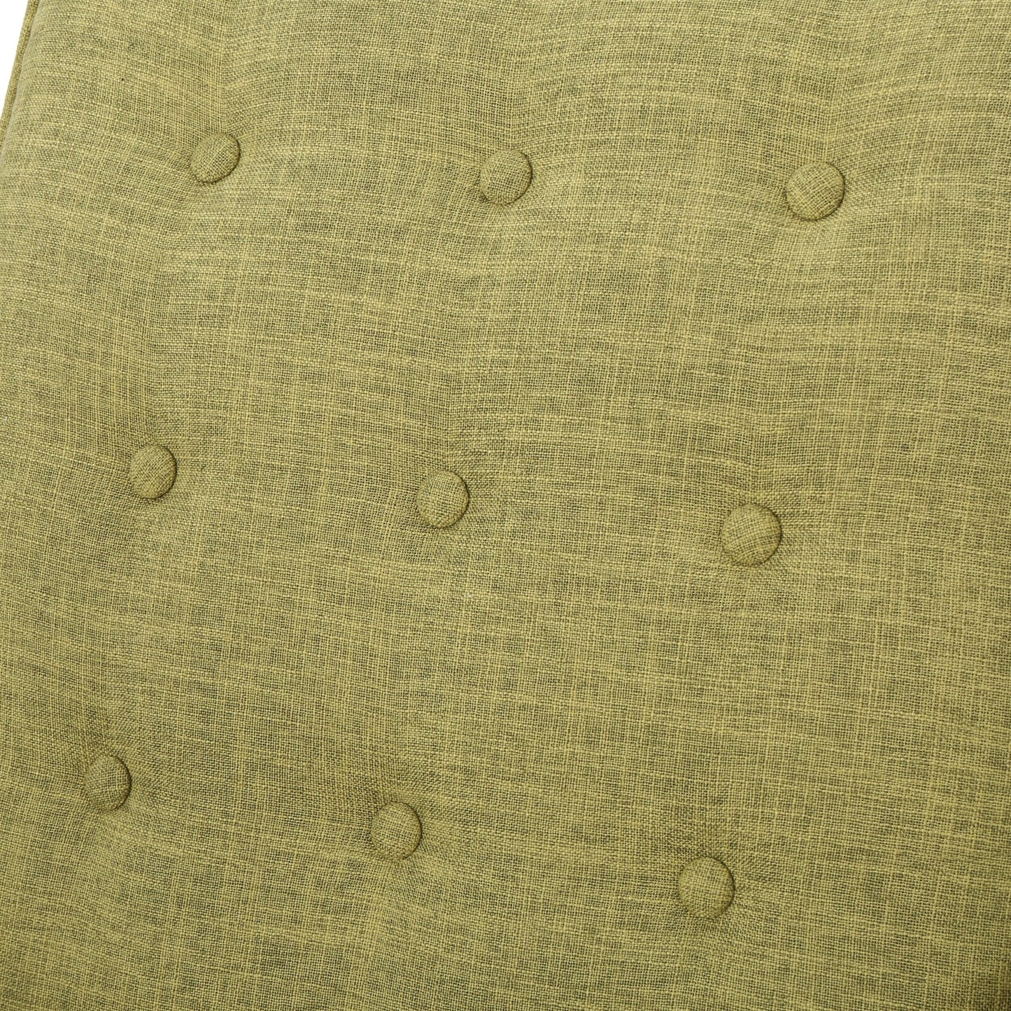 Poltrona reclinabile imbottita Mid-Century in tessuto verde con poggiapiedi, schienale con bottoni trapuntati e gambe in legno di faggio