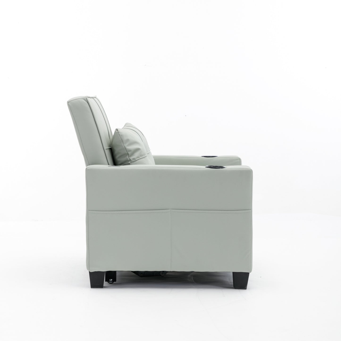 Divano letto trasformabile in similpelle verde con porte USB