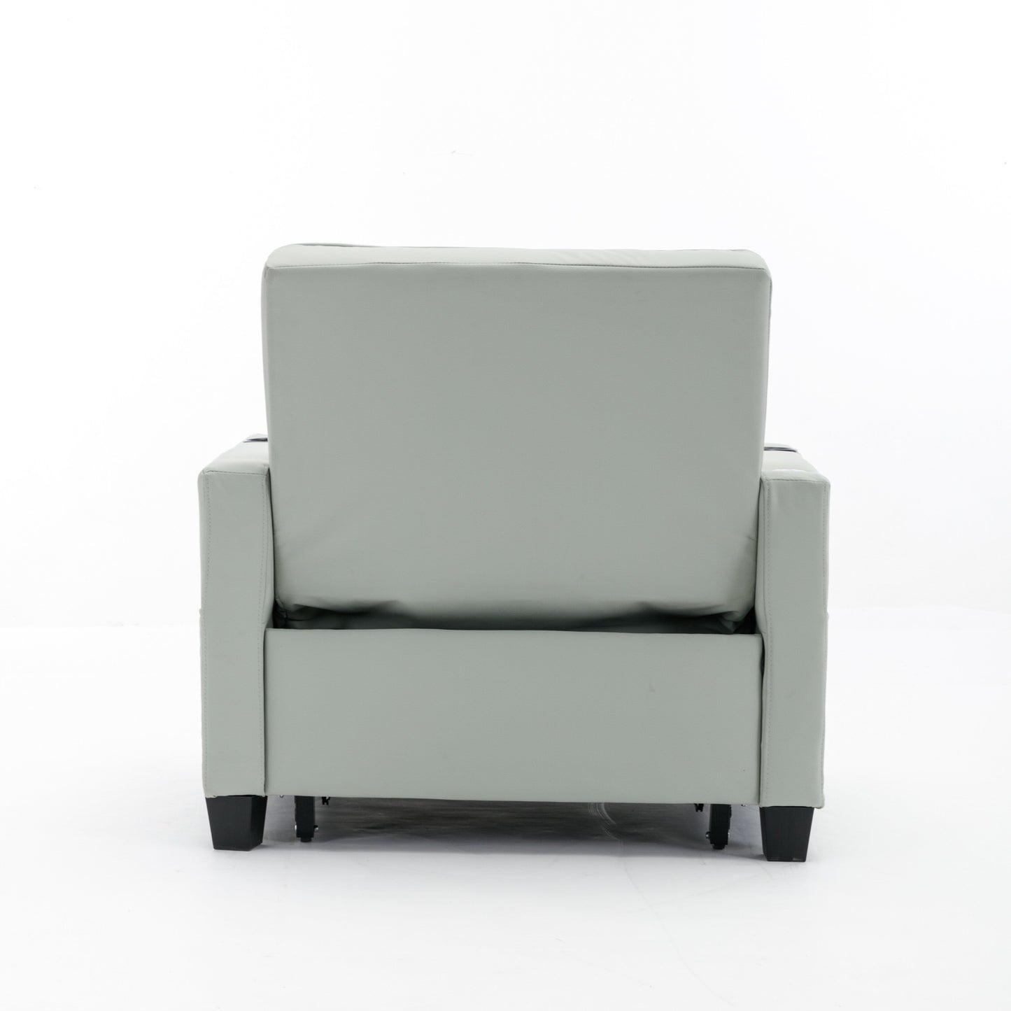 Divano letto trasformabile in similpelle verde con porte USB