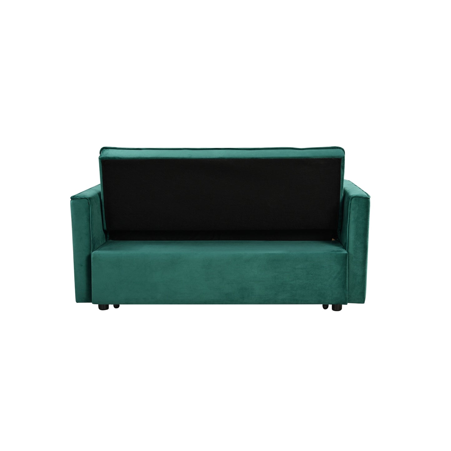 Divano letto trasformabile in flanella verde con contenitore