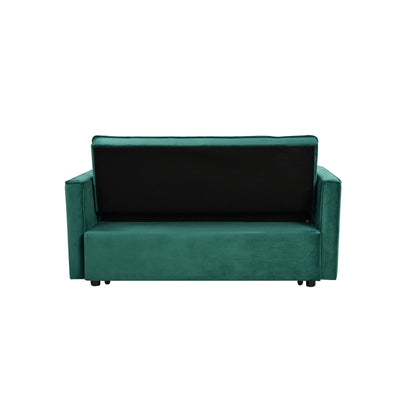 Divano letto trasformabile in flanella verde con contenitore