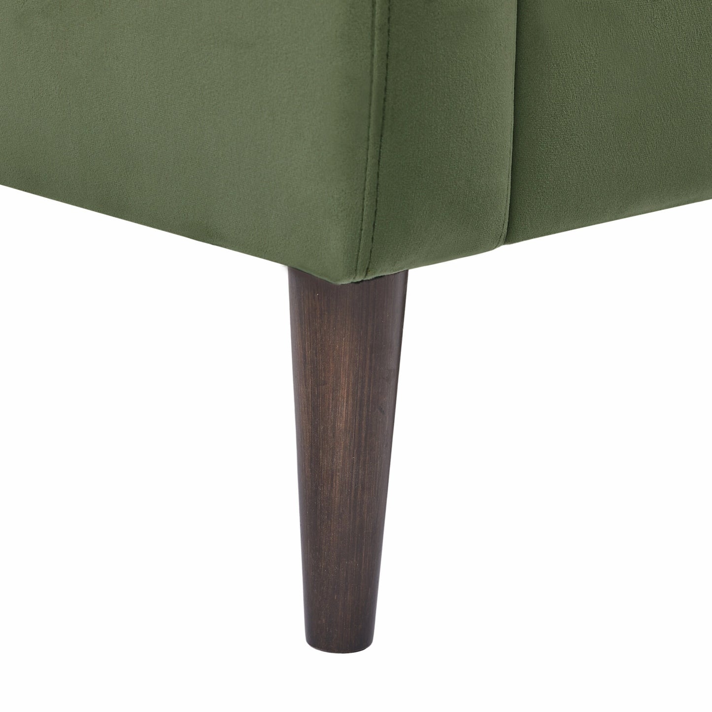 Divano Chesterfield imbottito in velluto verde Mid-Century Modern 55 con struttura in legno e cuscini per soggiorno