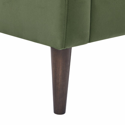 Divano Chesterfield imbottito in velluto verde Mid-Century Modern 55 con struttura in legno e cuscini per soggiorno