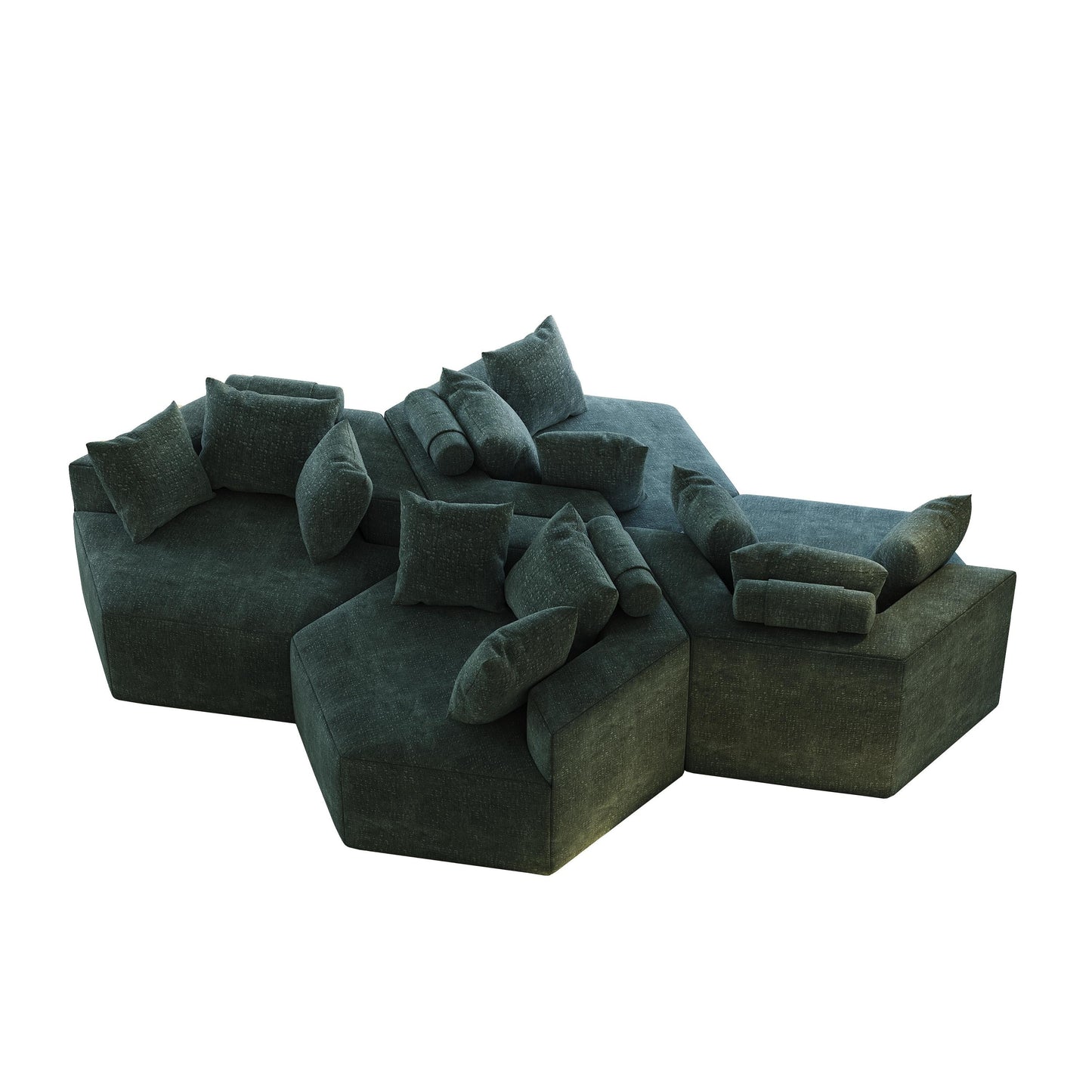 Divano letto singolo moderno verde da 54 pollici in ciniglia e spugna con cuscino per lo schienale per il soggiorno