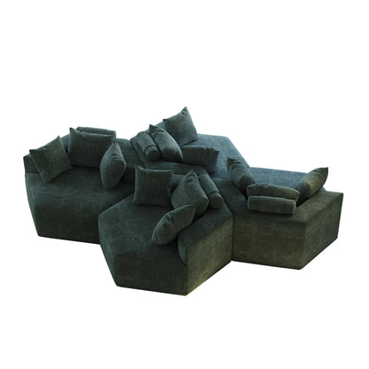 Divano letto singolo moderno verde da 54 pollici in ciniglia e spugna con cuscino per lo schienale per il soggiorno