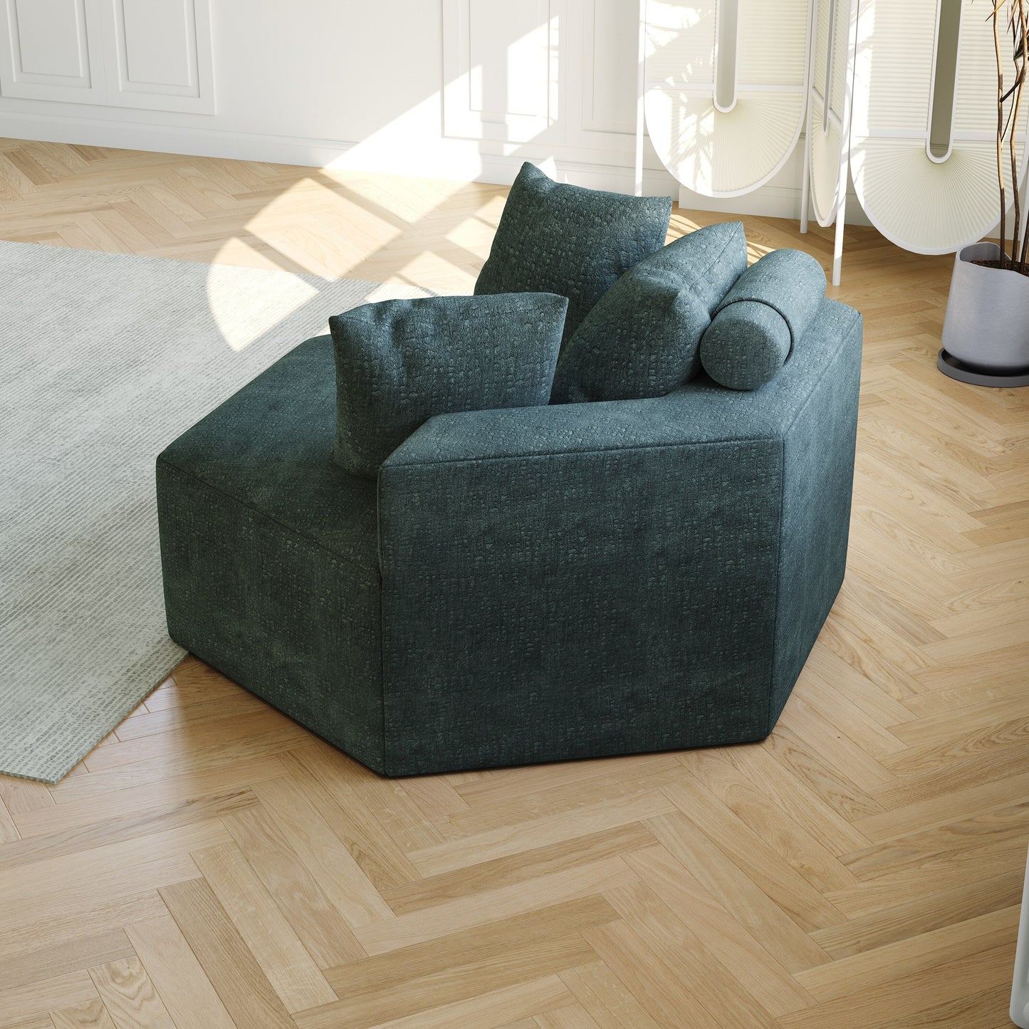 Divano letto singolo moderno verde da 54 pollici in ciniglia e spugna con cuscino per lo schienale per il soggiorno