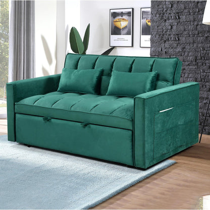 Divano letto trasformabile in flanella 3 in 1 Green Modern 55.12 con schienale regolabile e spazio di archiviazione per il soggiorno