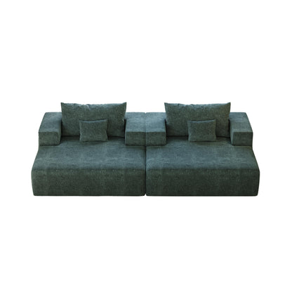 Divano letto singolo moderno verde da 55 pollici in ciniglia e spugna con cuscino per schienale per soggiorno