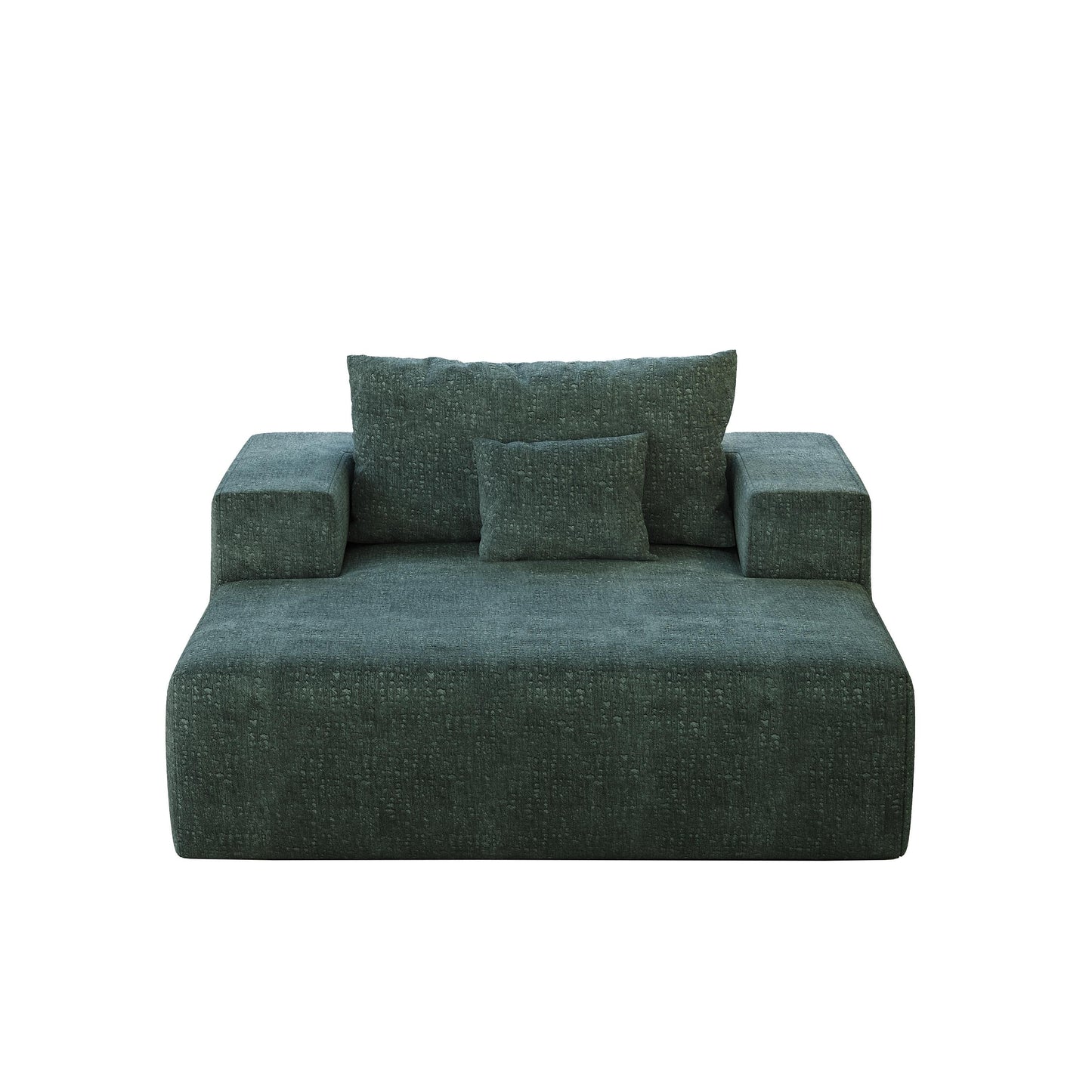 Divano letto singolo moderno verde da 55 pollici in ciniglia e spugna con cuscino per schienale per soggiorno