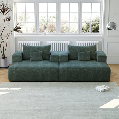 Divano letto singolo moderno verde da 55 pollici in ciniglia e spugna con cuscino per schienale per soggiorno