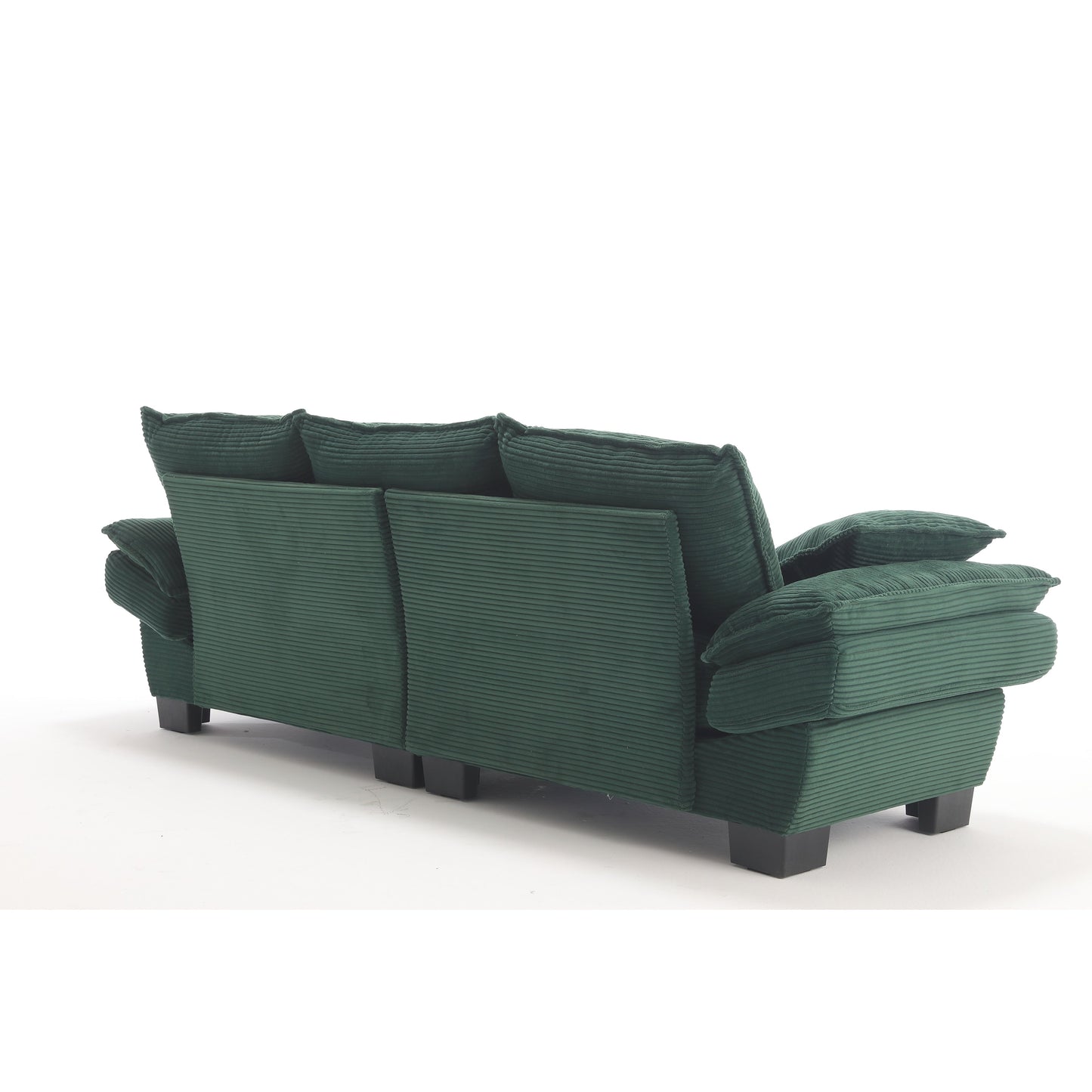 Divano a vela a 3 posti in velluto a coste verde moderno 88.6 con due cuscini e ampi piedini in plastica per il soggiorno