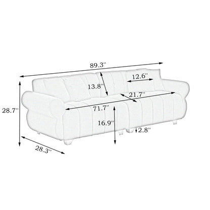 Divano moderno in velluto verde 89 a 3 posti con cuscini a molle e piedini in metallo per soggiorno