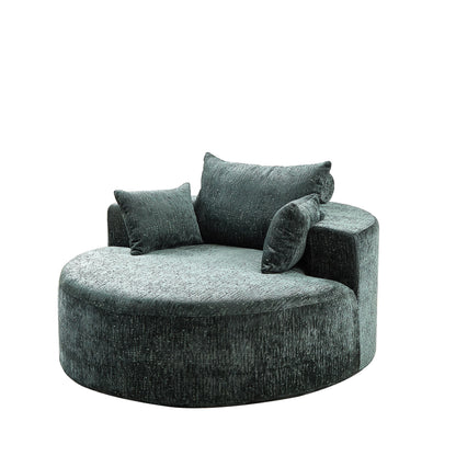 Divano letto singolo rotondo in ciniglia verde con cuscino per lo schienale